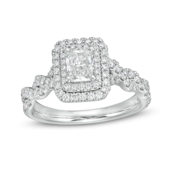 1- 1/2 CT Certified Radiant Cut Diamond Frame Braided Shank Engagement Ring - Picture 3 of 8